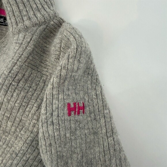 Helly Hansen Marka Wool 1/2 zip Pullover Sweater Grey Rib Knit, Small - Picture 8 of 11